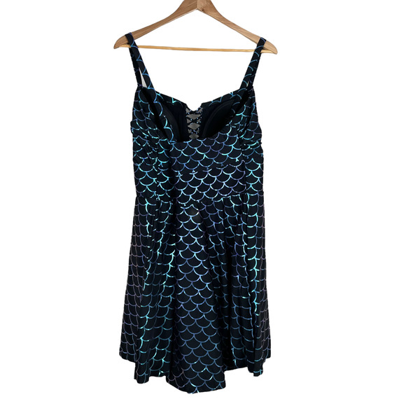 Torrid NWT Scoop Neck Long Length Swim Dress - Mermaid Size 4X Metallic Shimmer - Picture 5 of 9